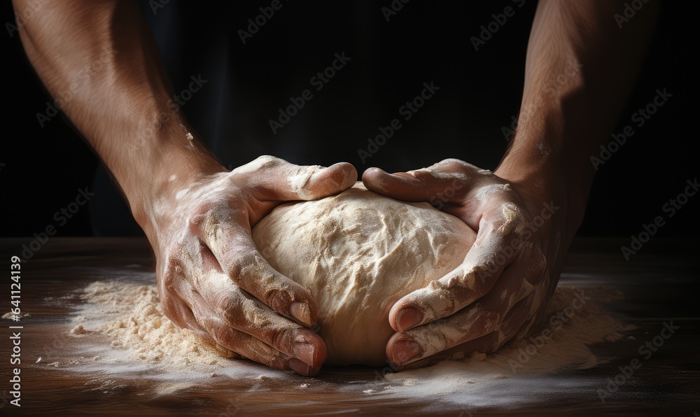 baking dough hands kneading dough . Generative AI