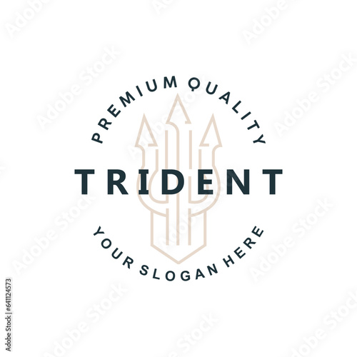 Neptune Poseidon Trident Logo, Spear Simple Vintage Template Design