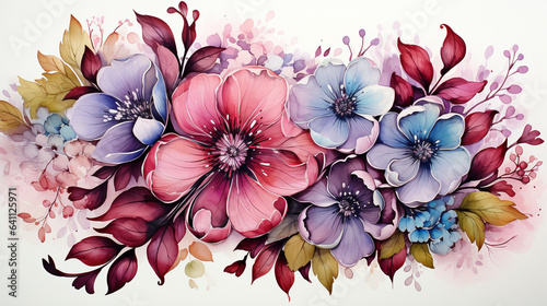 Watercolor style colorful floral background