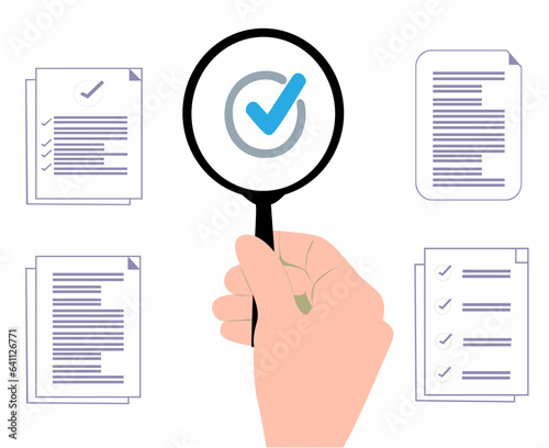 Searching for best employee or job, Human resources, choosing talented candidate for job vacancy or company recruitment. Employer or HR use magnifying glass to select the right resume before interview