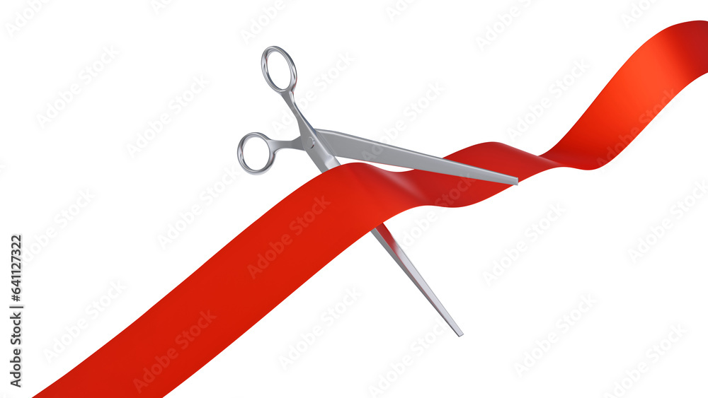 3d illustration. Event concept of the ceremonial opening of a new business or building