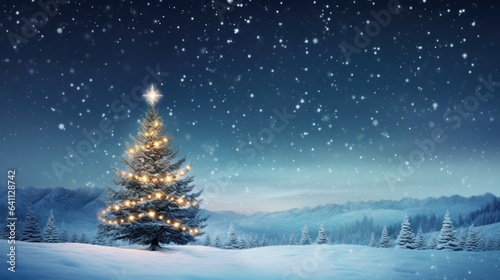 Vibrant image: snow-covered Christmas tree at night © Robert Kneschke