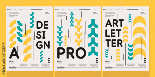 A set of vector illustrations. Abstract posters. Images of geometric shapes and abstract elements.