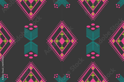 Ethnic aztec geometric pattern for vibrant color.Colorful geometric embroidery for textiles,fabric,clothing,background,batik,knitwear
