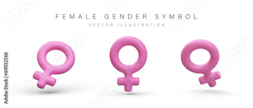 Female gender symbol. Sign of Venus. Set of pink isolated images. Cute icons for sex shop. Adult themes. Vector labels for women goods, rooms, restrooms