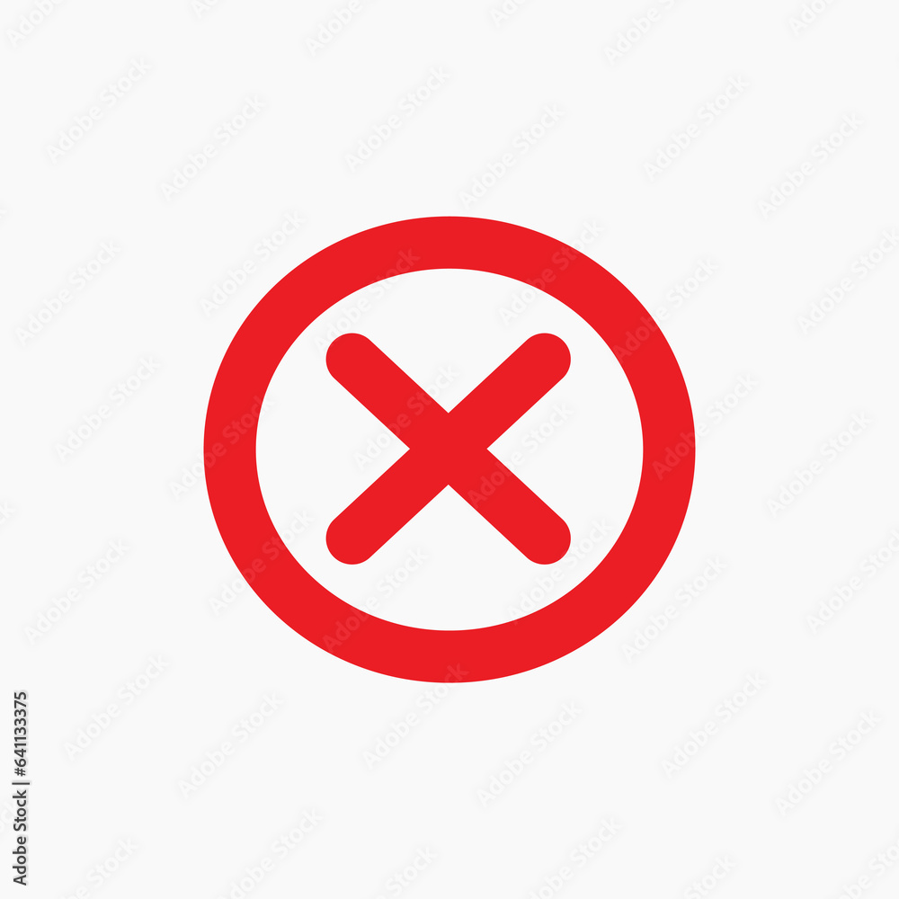 red wrong, delete, cross icon vector red wrong, delete, cross icon vector