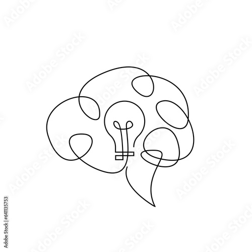 Mind Brain line illustration template