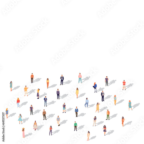 people standing top view on white background vector