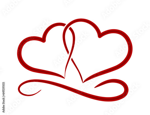 The symbol of a red stylized hearts. 