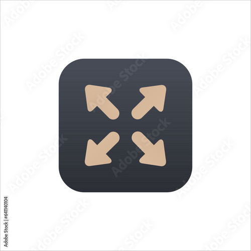 Expand 4 way icon. Extension enlarge increase resize extand spread vector icon. Stock vector illustration isolated on white background.