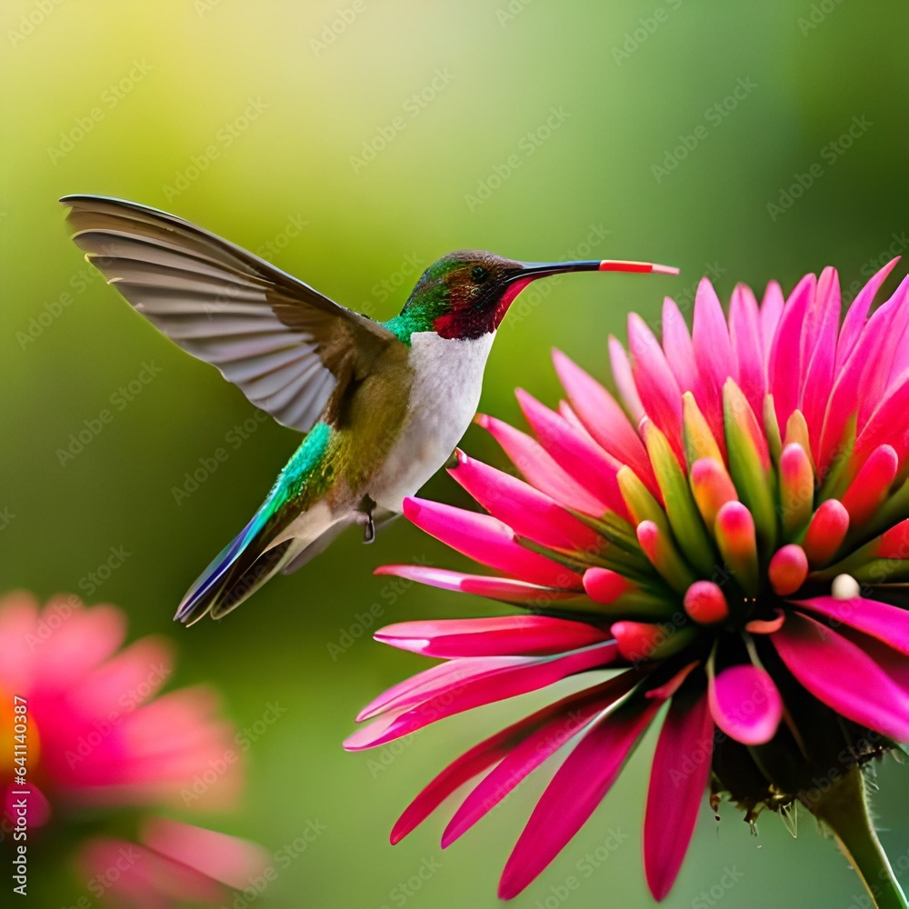 Naklejka premium hummingbird on flower Created using generative AI tools