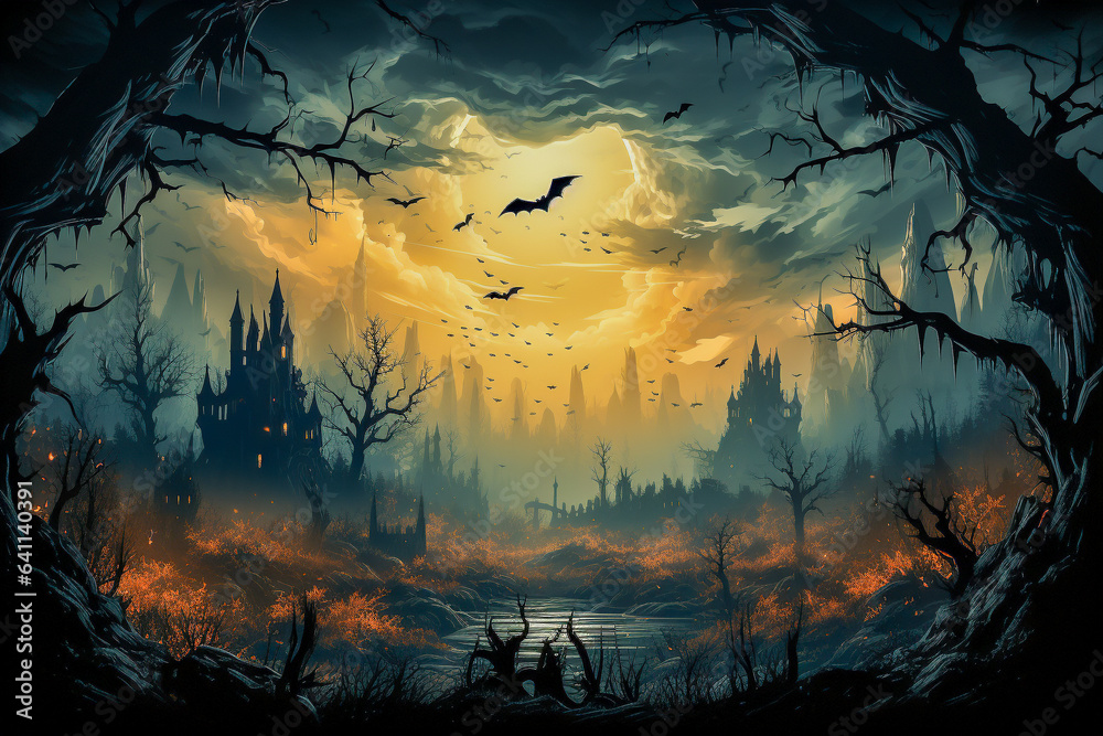 Background with Halloween bats Generative AI Background with Halloween bats Generative AI
