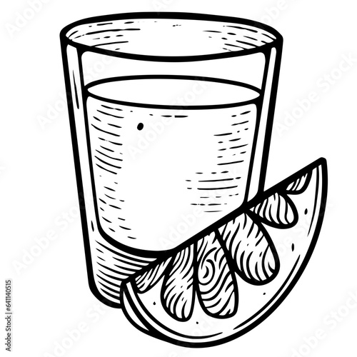 Black and white shot glass cocktail vector art
