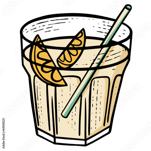 Hand drawn sketch art drink cocktail in clear glass vector art