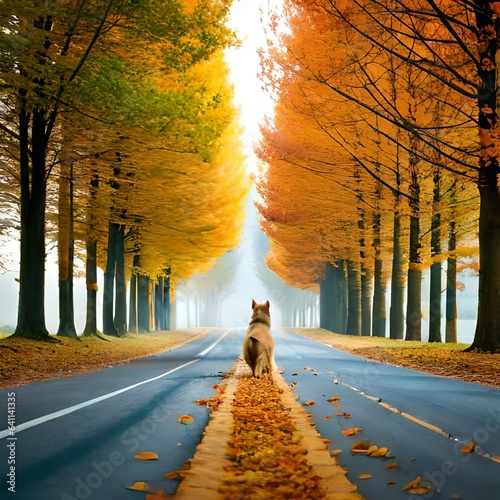 autumn alley in the park Created using generative AI tools