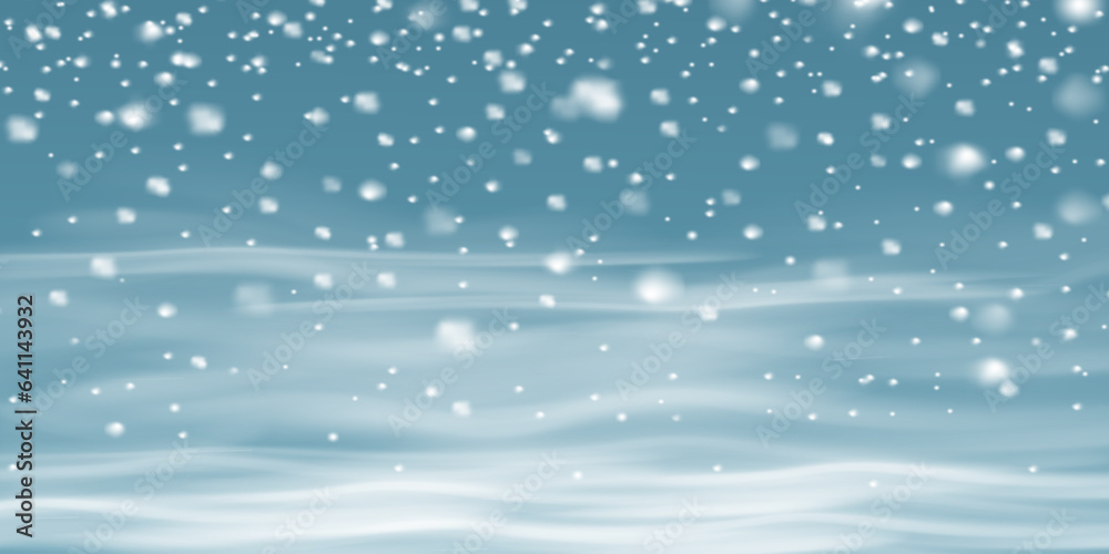 Winter blizzard with sparkles, falling snow with snowflakes and blizzard. Illustration. Light, dust, winter, blizzard, Christmas, vector. The effect of a winter storm, snowfall, ice.