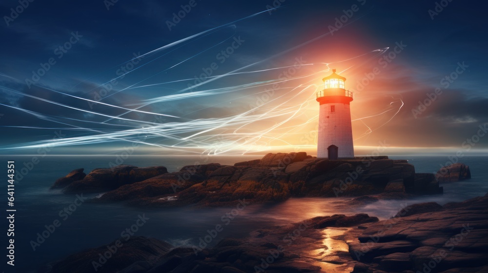 Deserted lighthouse beaming binary messages to distant civilizations | generative AI