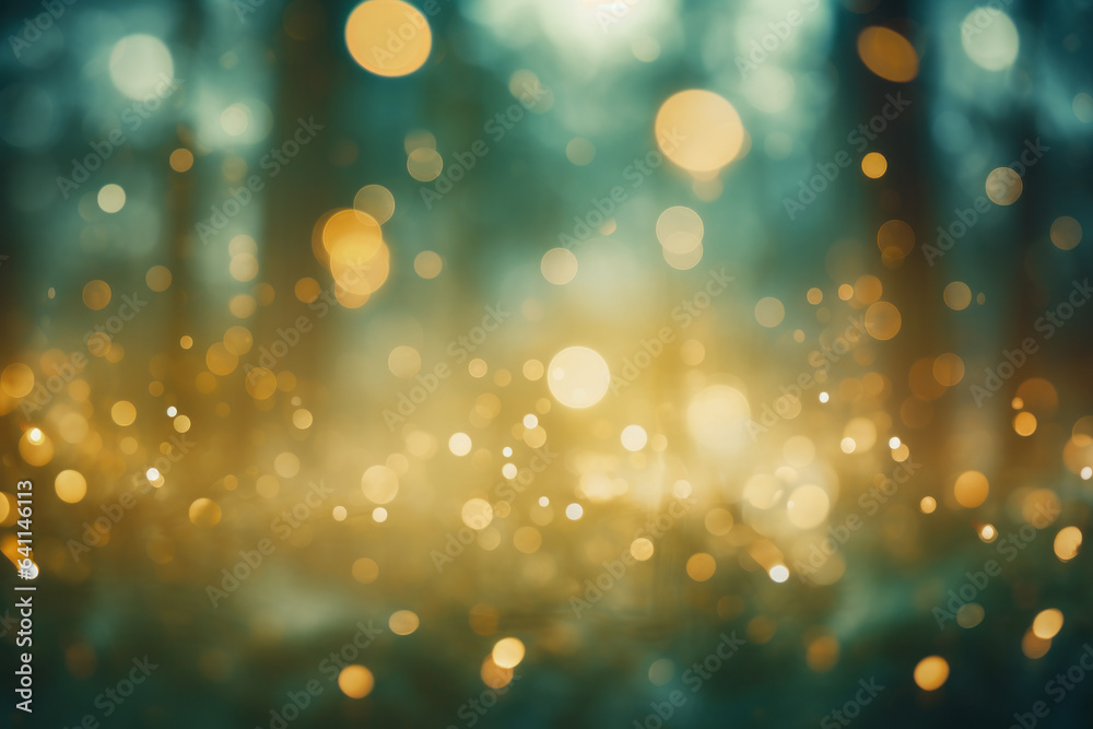Obraz premium a forest scene with a blurred background and bokeh effect
