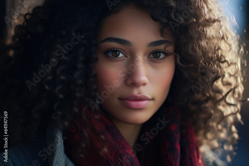 Portrait of a beautiful young woman with curly hair © JuanM