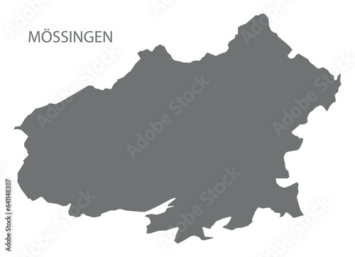 Mössingen German city map grey illustration silhouette shape