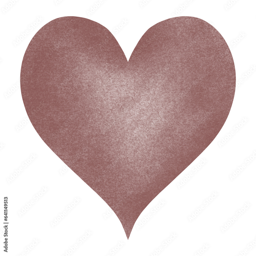 Modern watercolor brown heart clipart.Expressive love graphic for valentines day.