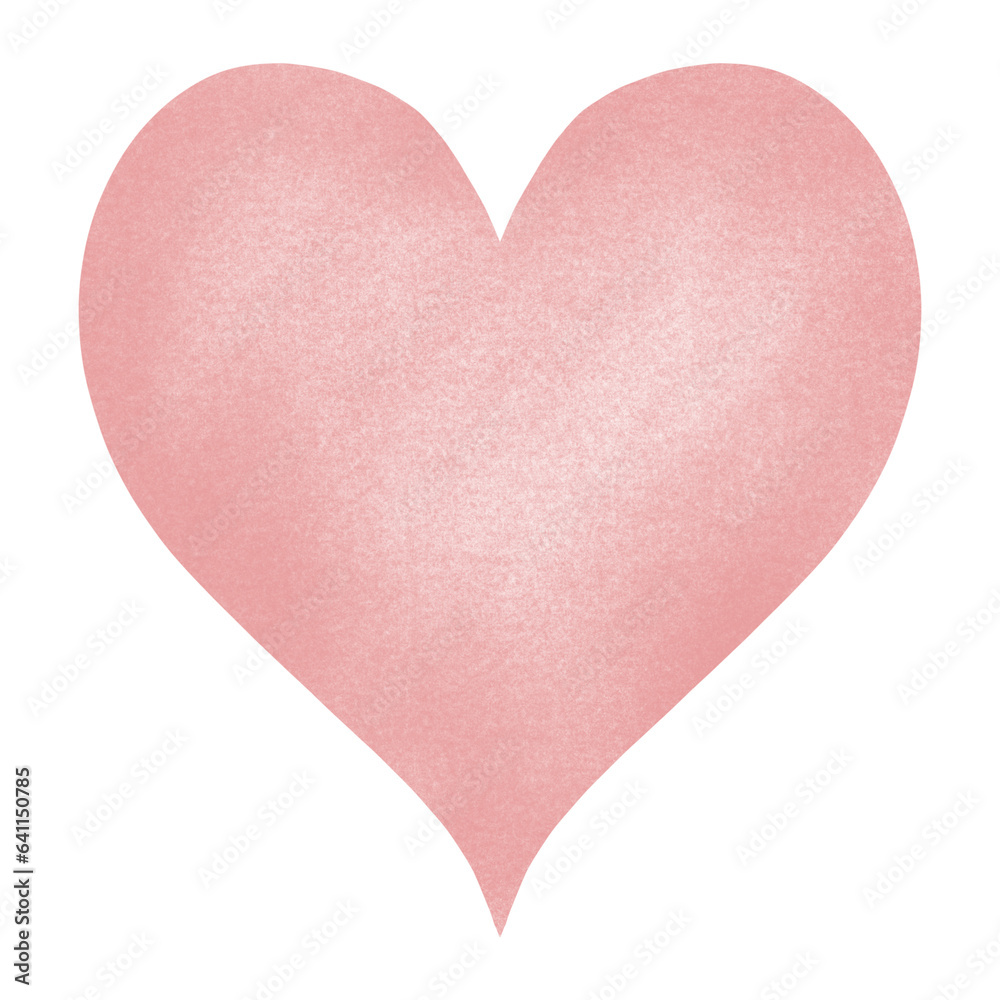 Vibrant watercolor pastel pink heart illustration.Pink heart decoration.