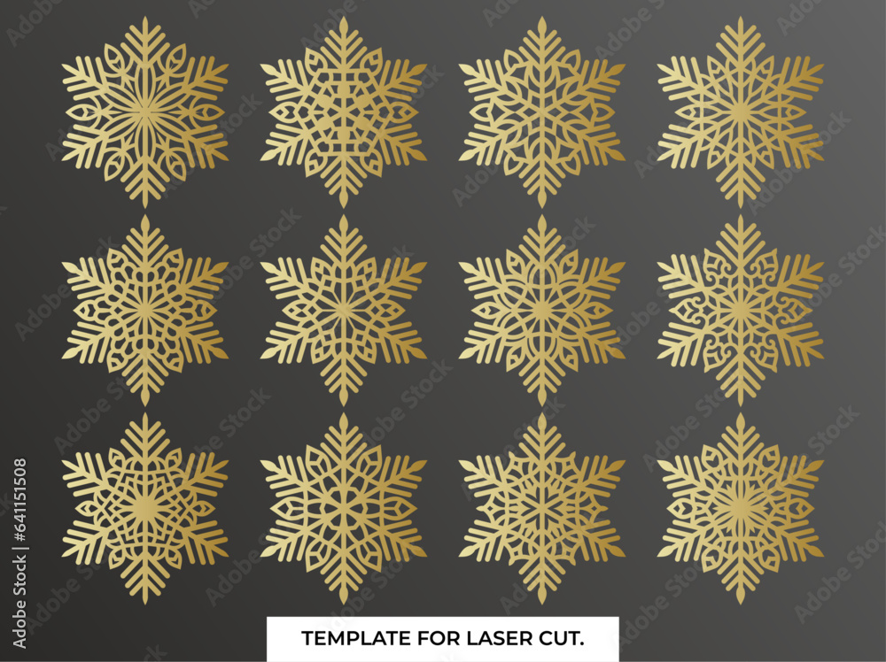 Set of snowflakes. Laser cut pattern for christmas paper cards, design elements, scrapbooking. Vector illustration. Set of snowflakes. Laser cut pattern for christmas paper cards, design elements, scrapbooking. Vector illustration.