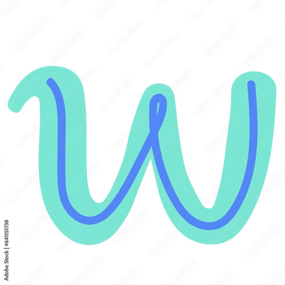 Cute letter w flat illustration Cute letter w flat illustration