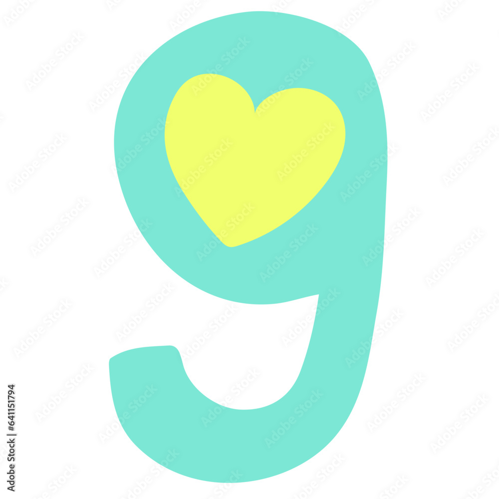 Cute number 9 flat illustration Cute number 9 flat illustration