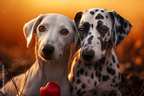 Dalmatian duo embraces, showcasing their heartwarming bond of love