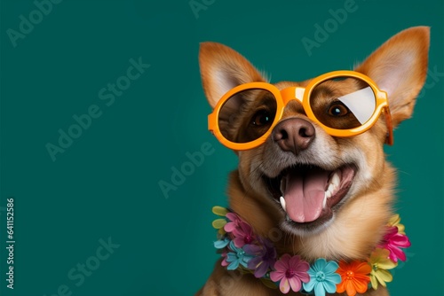 Dog wears adorable glasses, exuding charm with a cheerful smile © Muhammad Ishaq