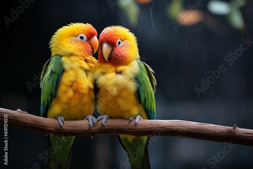 Obraz In this captivating portrait, a Fischers Lovebirds plumage takes center stage