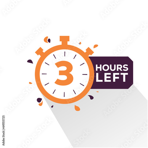 Hours left countdown bages Illustration for promotion, promo offer. Flat badge with number of count down hours. 