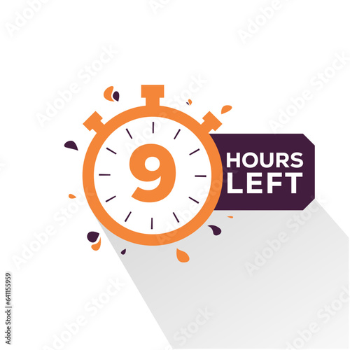 Hours left countdown bages Illustration for promotion, promo offer. Flat badge with number of count down hours. 