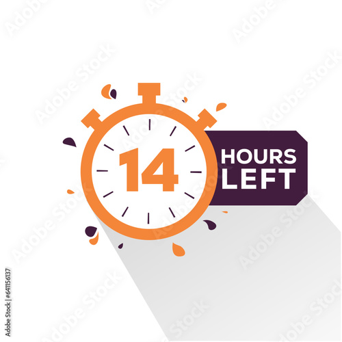 Hours left countdown bages Illustration for promotion, promo offer. Flat badge with number of count down hours. 