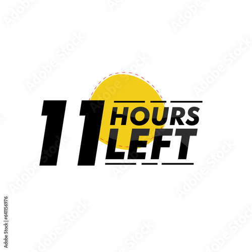 Hours left countdown bages Illustration for promotion, promo offer. Flat badge with number of count down hours. 