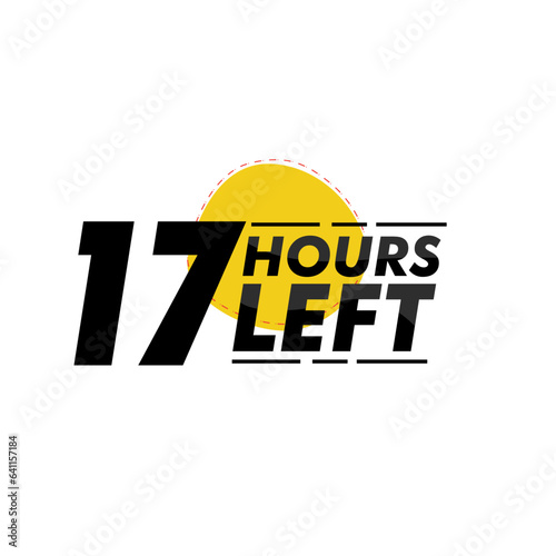 Hours left countdown bages Illustration for promotion, promo offer. Flat badge with number of count down hours. 