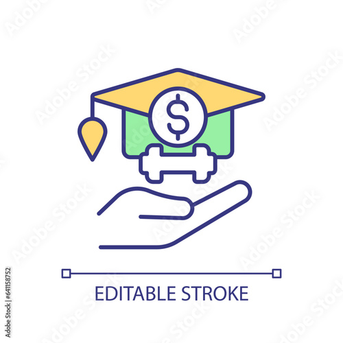 2D editable apply and follow up icon representing athletic scholarship, isolated vector, multicolor thin line illustration.