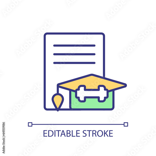 2D editable attend appeal meeting icon representing athletic scholarship, isolated vector, multicolor thin line illustration.