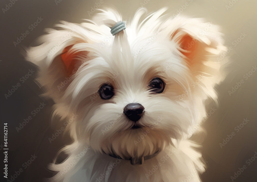 Portrait of a white puppy Portrait of a white puppy