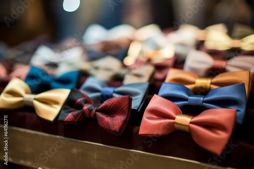 bowties arranged elegantly in shop