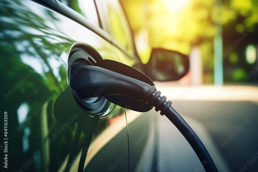 details of electric car charging on city streets. EV charging on street ...