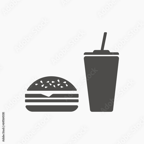 Hamburger, Fast Food Burger, soft drink cup icon vector 