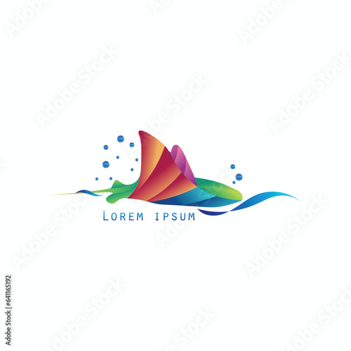 stingray logo vector illustration with beautiful abstract gradient colors