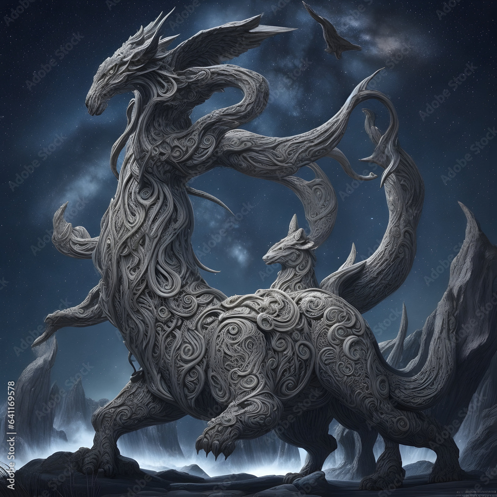 Naklejka premium chinese dragon statue