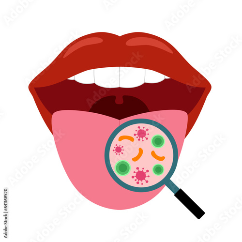 Mouth bacteria in flat design on white background.