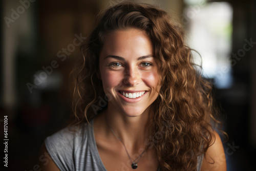 Woman smiling and looking at the camera