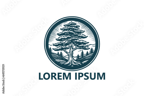 Trees and mountains logo template design vector