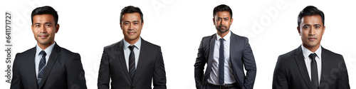 Young Asian businessman portrait on transparent background Handsome middle aged Indian businessman in office attire