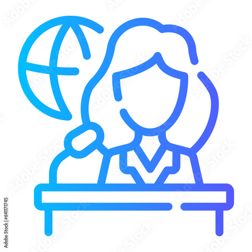 news anchor Line Gradient Icon